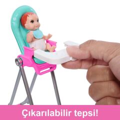 Barbie Bebek Bakıcılığı Oyun Seti FHY97 - Sarışın Çiçekli Elbiseli HTK35