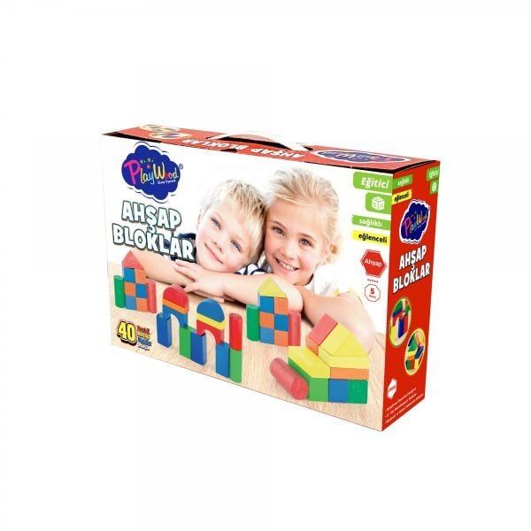 KUTUDA 40 PARÇA AHŞAP RENKLİ BLOKLAR ONY-403