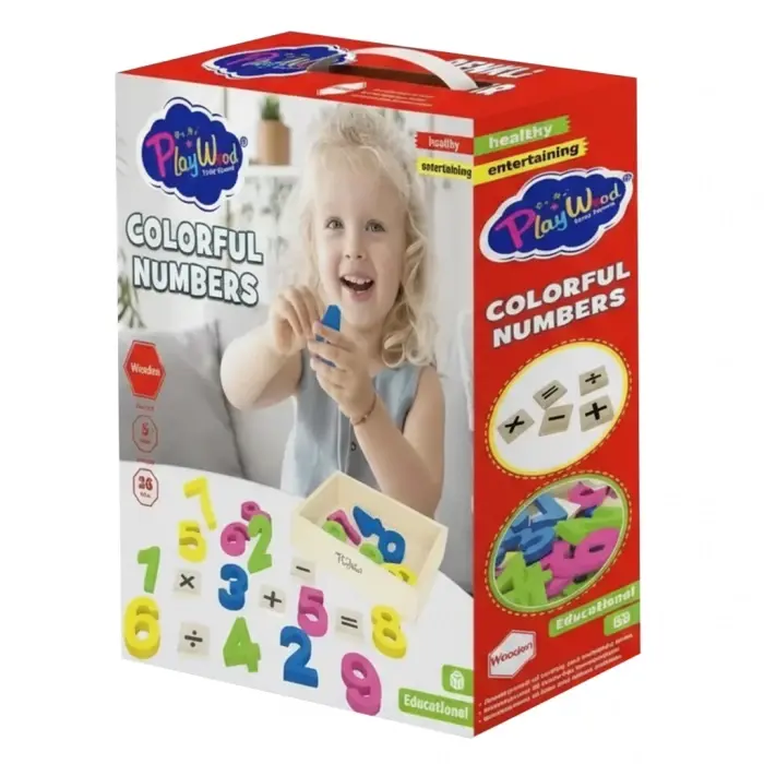 KUTUDA 26 PARÇA AHŞAP KASALI RENKLİ RAKAMLAR ONY-401