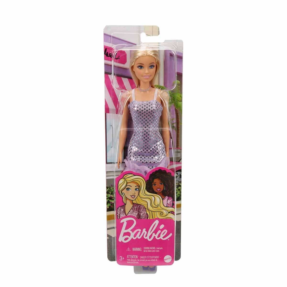 Barbie Pırıltılı Barbie Bebekler- T7580 - Mor Pullu Sarışın- HJR93