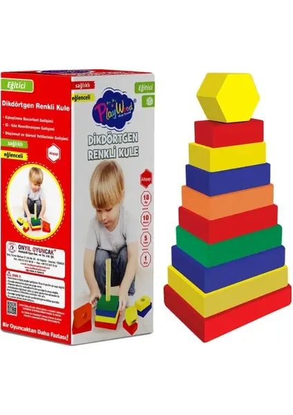 AHŞAP DİKDÖRTGEN RENKLİ KULE ONY-393