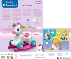 17883 Baby Clementoni - İnteraktif Unicorn 3'ü 1 Arada 12-36 ay - Ride on 3in1 Binilebilen Tek Boynuzlu At
