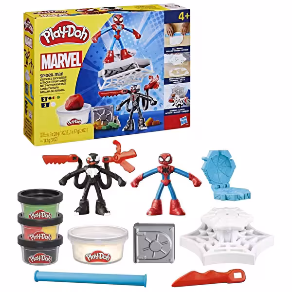 Play-Doh Marvel Spider Man Fırlatma ve Dilimle Savaşı Oyun Hamuru Seti-  F9827