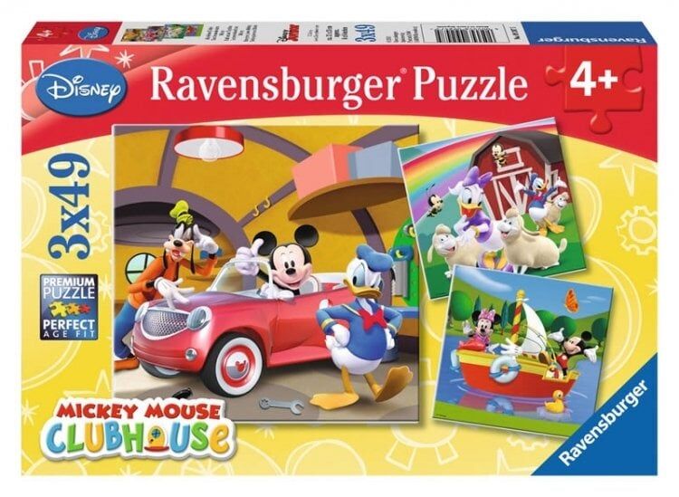 Ravensburger 3x49 Parçalı Puzzle Walt Disney-Mickey Club House (092475)