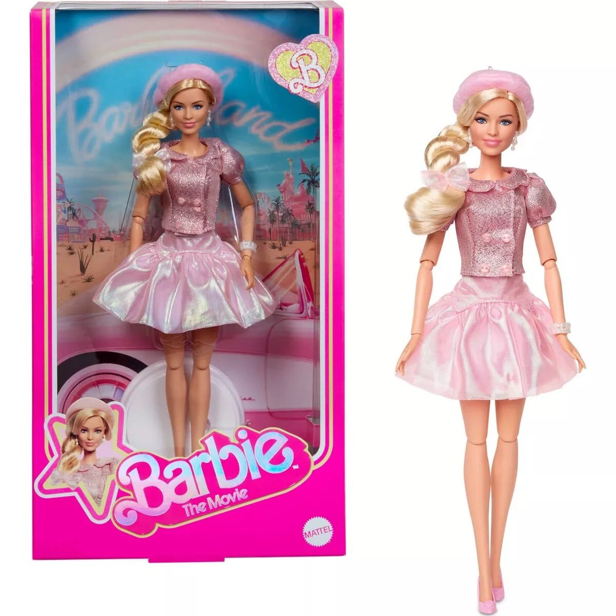 Barbie The Movie Pembe Bereli Barbie Bebek JBJ53
