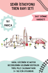 Şehir İstasyonu 161 Parça Demiryolu - 360° Dönme Hareketi & Pilli Tren