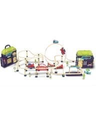 Şehir İstasyonu 147 parça Demiryolu Çantalı Set - 360° Dönme Hareketi & Pilli Tren