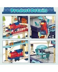 Şehir İstasyonu 147 parça Demiryolu Çantalı Set - 360° Dönme Hareketi & Pilli Tren