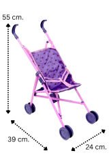 Oyuncak Bebek Arabası - Pembe Katlanabilir Baston Puset