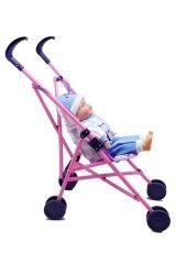 Oyuncak Bebek Arabası - Pembe Katlanabilir Baston Puset