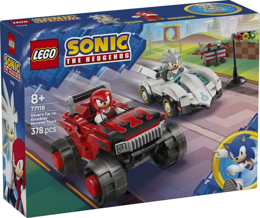 77118 LEGO® Sonic the Hedgehog™ Silver'ın Arabası, Knuckles'ın Canavar Kamyonuna Karşı