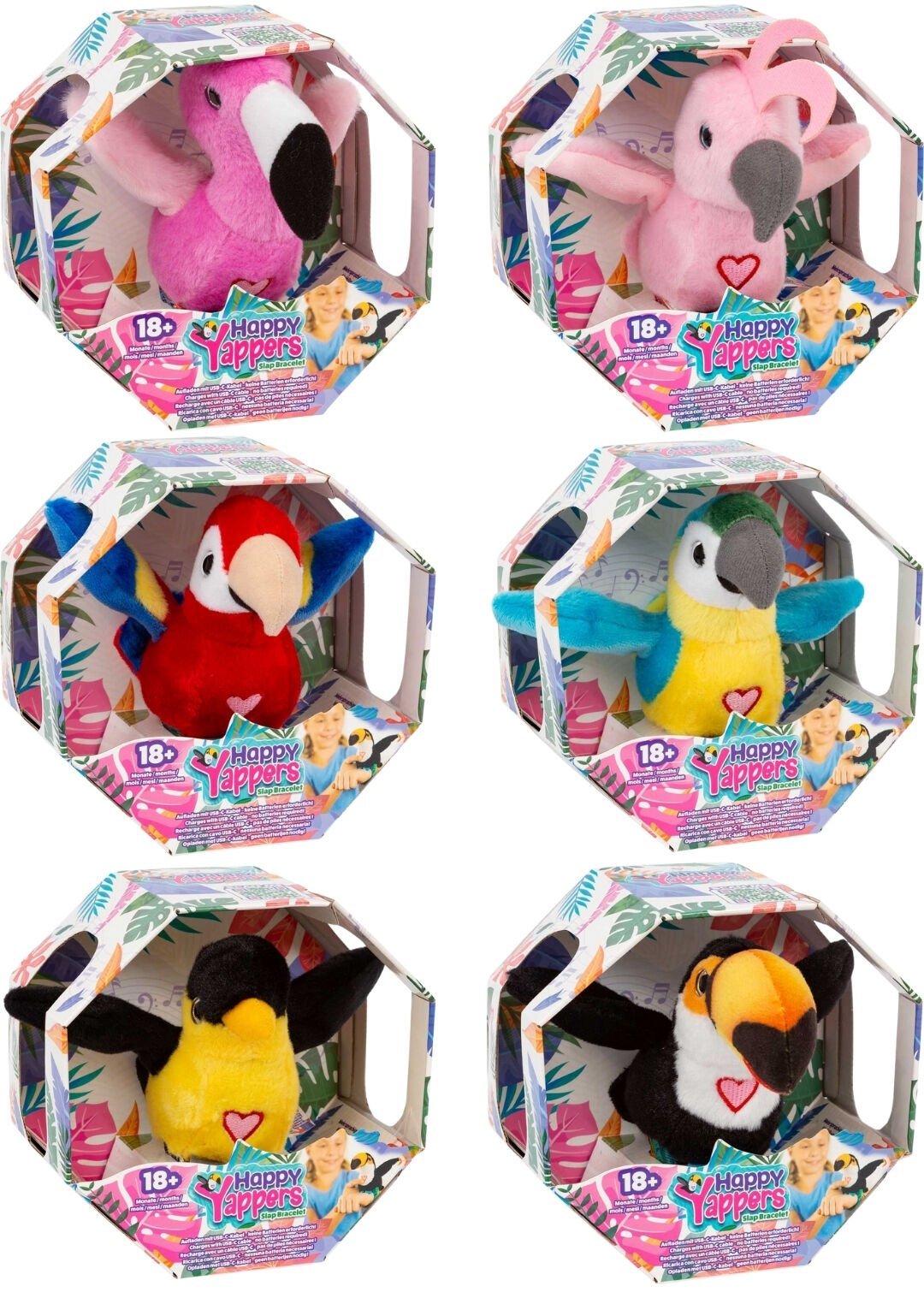 Happy Yappers 6'lı Set - Konuşan Kuşlar Bileklik Oyuncak