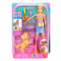 Barbie Paten Eğlencesi ve Sevimli Köpek Oyun Seti- Sarışın-  JMJ44