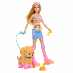 Barbie Paten Eğlencesi ve Sevimli Köpek Oyun Seti- Sarışın-  JMJ44