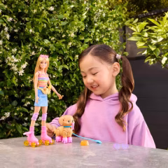 Barbie Paten Eğlencesi ve Sevimli Köpek Oyun Seti- Sarışın-  JMJ44