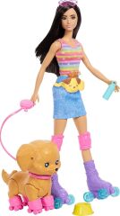 Barbie Paten Eğlencesi ve Sevimli Köpek Oyun Seti-Kahverengi Saçlı-  JMJ45