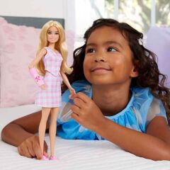 Barbie Pembe Kareli Elbiseli Fashionistas- JJN56