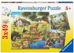 3x49 Parça Puzzle Kır Evi ve Hayvanlar (092659)