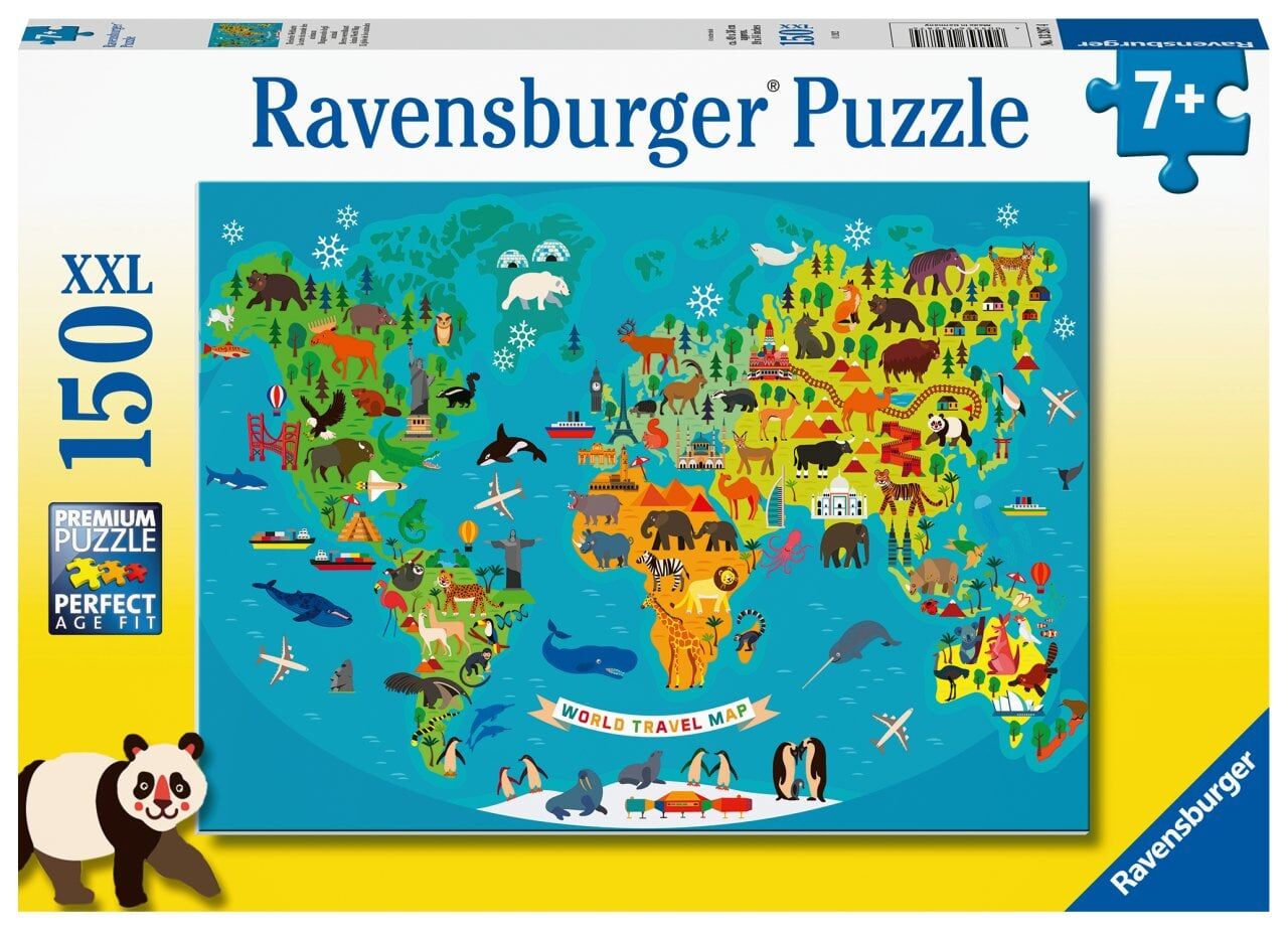 Ravensburger 150 Parçalı Puzzle Hayvanlı Harita (132874)