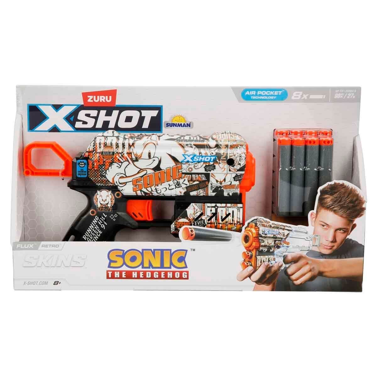 X-Shot Skins Flux Sonic The Hedgehog 8 Mermili Sünger Dart Atan Silah 21 cm - Retro