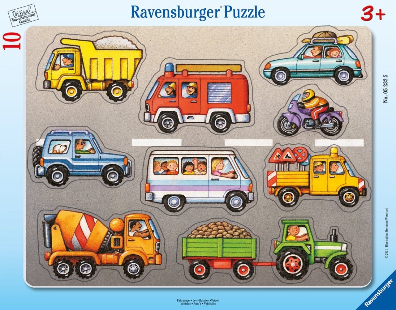 Ravensburger 10 Parçalı Büyük Çerçeveli Puzzle Araçlar (052325)