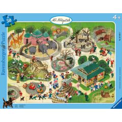 Ravensburger 30 Parçalı Büyük Çerçeveli Puzzle Hayvanat Bahçesi, Ali Mitgutsch (055654)