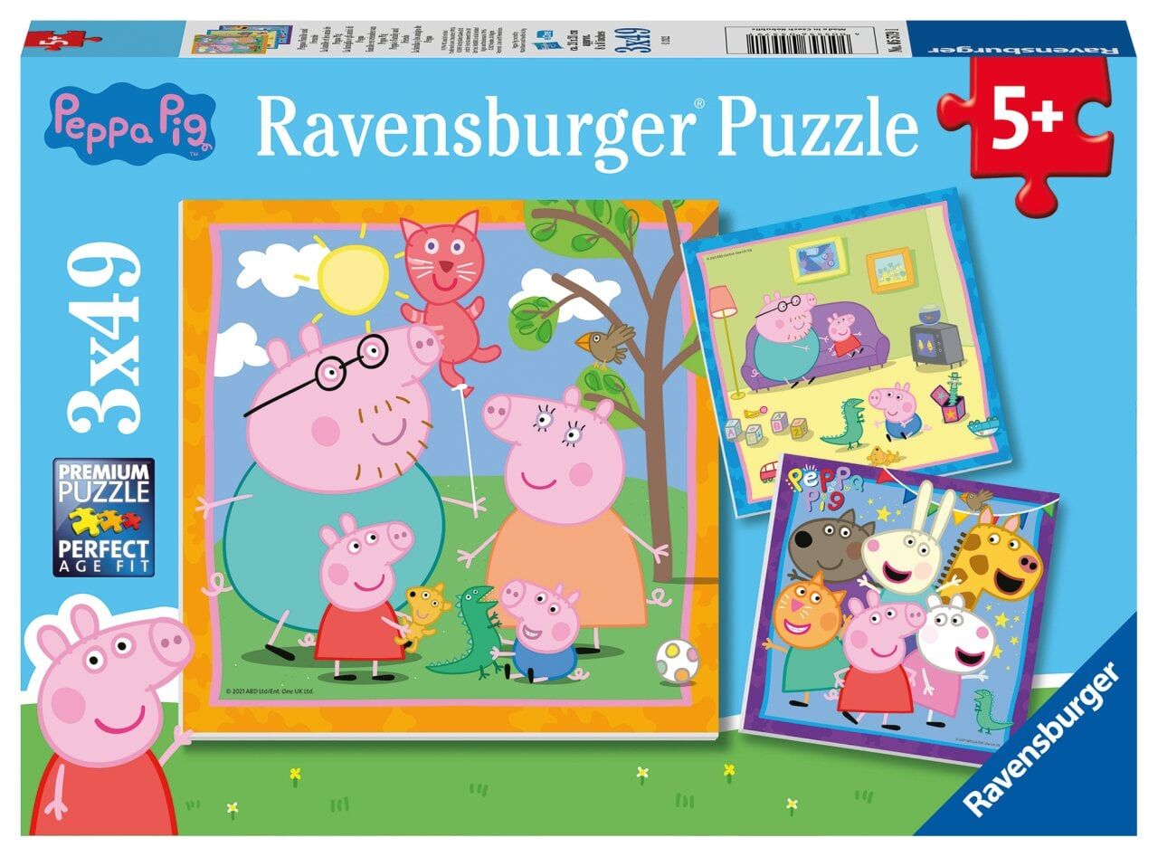 Ravensburger 3x49 Parçalı Puzzle Peppa, Aile ve Arkadaş (055791)