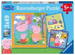 Ravensburger 3x49 Parçalı Puzzle Peppa, Aile ve Arkadaş (055791)