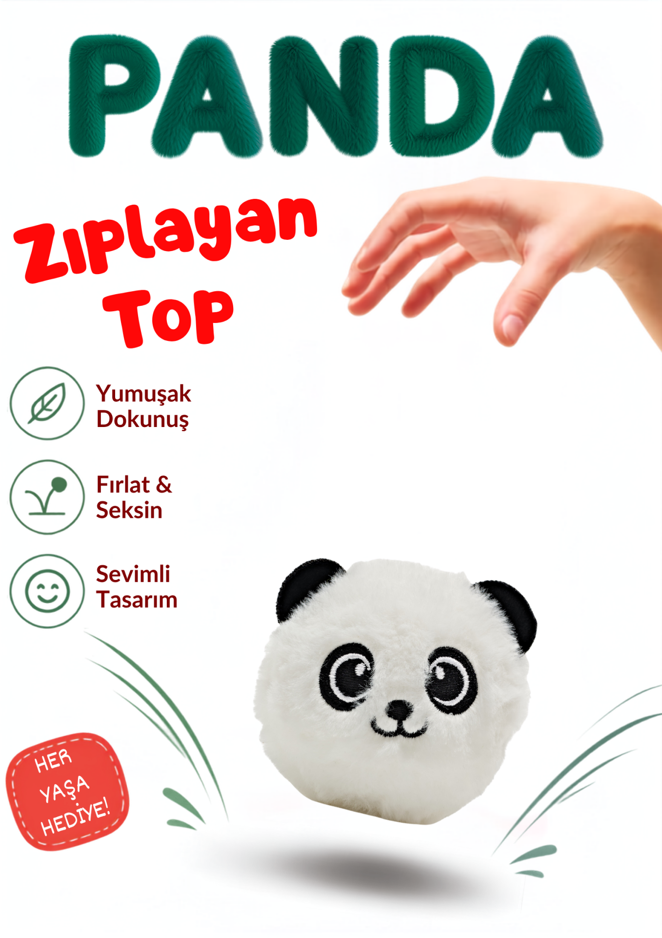 Bounzy Pals Sevimli Panda - Zıplayan Peluş Top