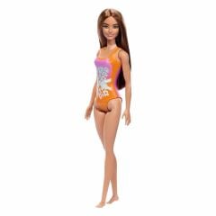 Barbie Plajda Bebekleri -Esmer Turuncu Çiçekli Mayolu- DWJ99