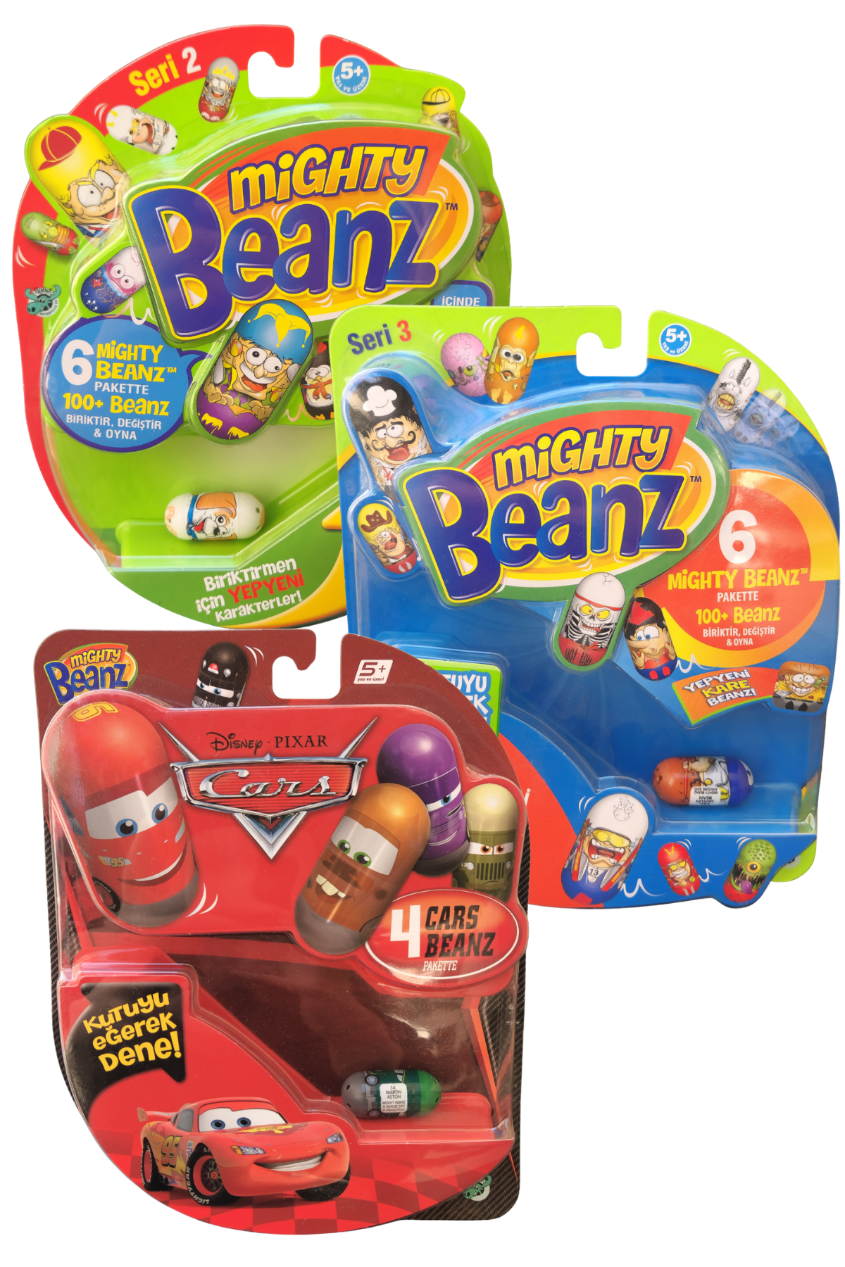 Mighty Beanz™ Seri 2, Seri 3, Cars - 3'lü Set - 16 Parça Beanz