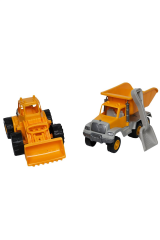 2'li Oyuncak İnşaat Araçları Seti - Damperli Kamyon, Kepçeli Dozer ve Kürek - 170