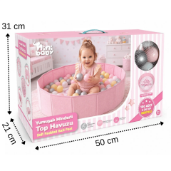 Yumuşak Minder Tabanlı Top Havuzu ve 100 Adet Top - Pembe