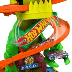 Hot Wheels T-Rex ve İtfaiye İstasyonu Oyun Seti-   JBM73
