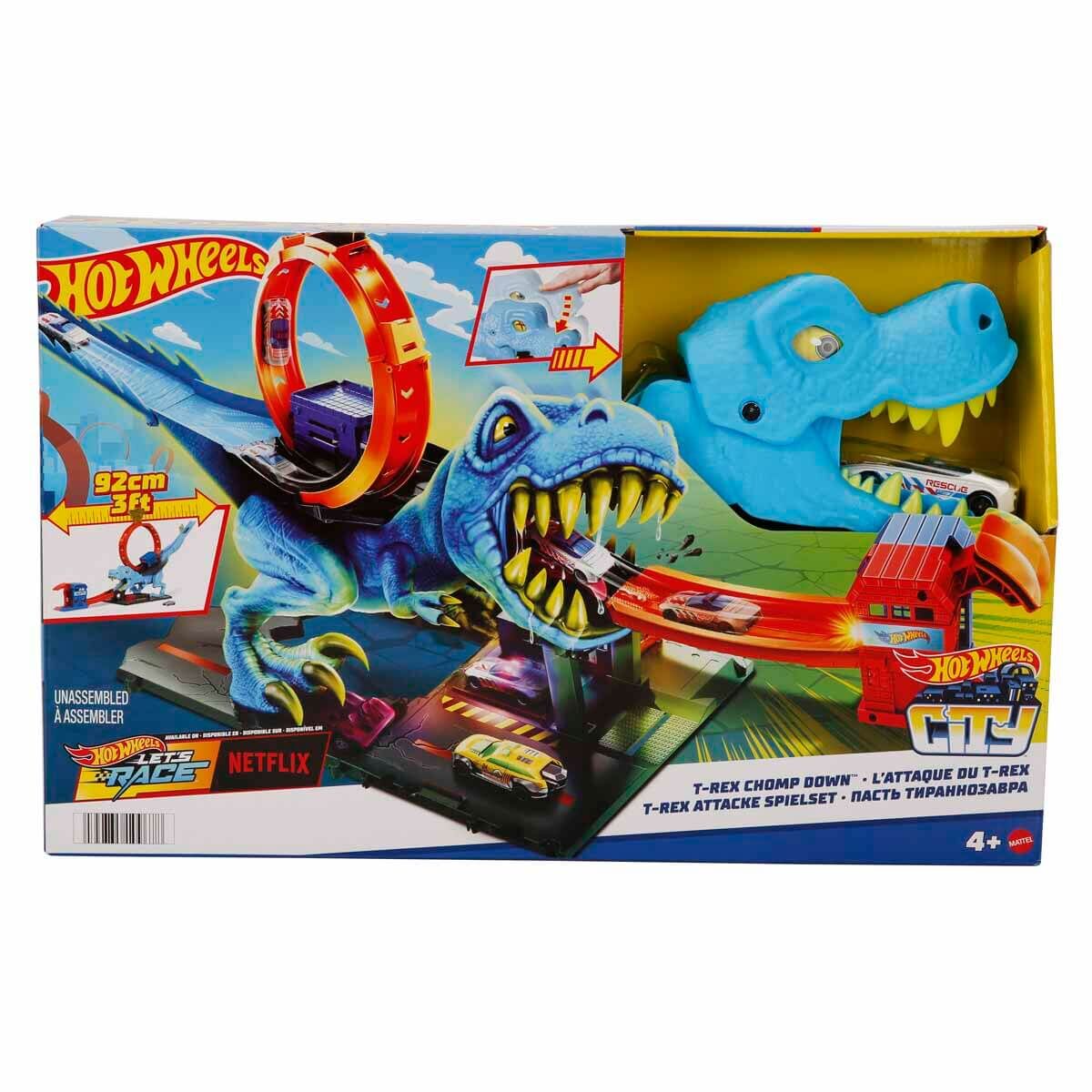 Hot Wheels City T-Rex Loop Ve Akrobasi Oyun Seti, 1 Oyuncak Arabalı Parkur Seti-  HKX42