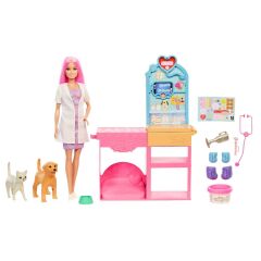 Barbie'nin Veteriner Kliniği Bebek ve Aksesuarlar Oyun Seti-  JFX93