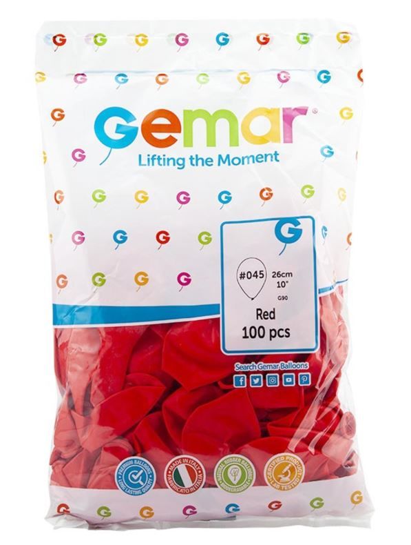Gemar Balon 10'' 26 cm 100 Adet Kırmızı