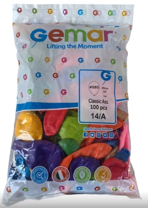 Gemar Balon 10'' 26 cm 100 Adet Karışık Renkli