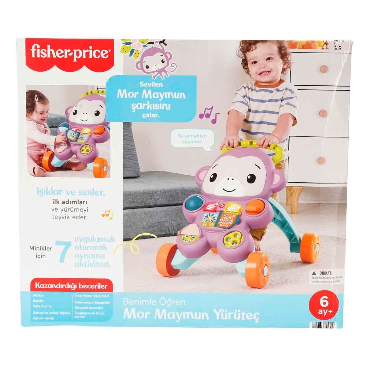 Fisher Price Sesli ve Işıklı Benimle Öğren Mor Maymun Yürüteç-  JGW94