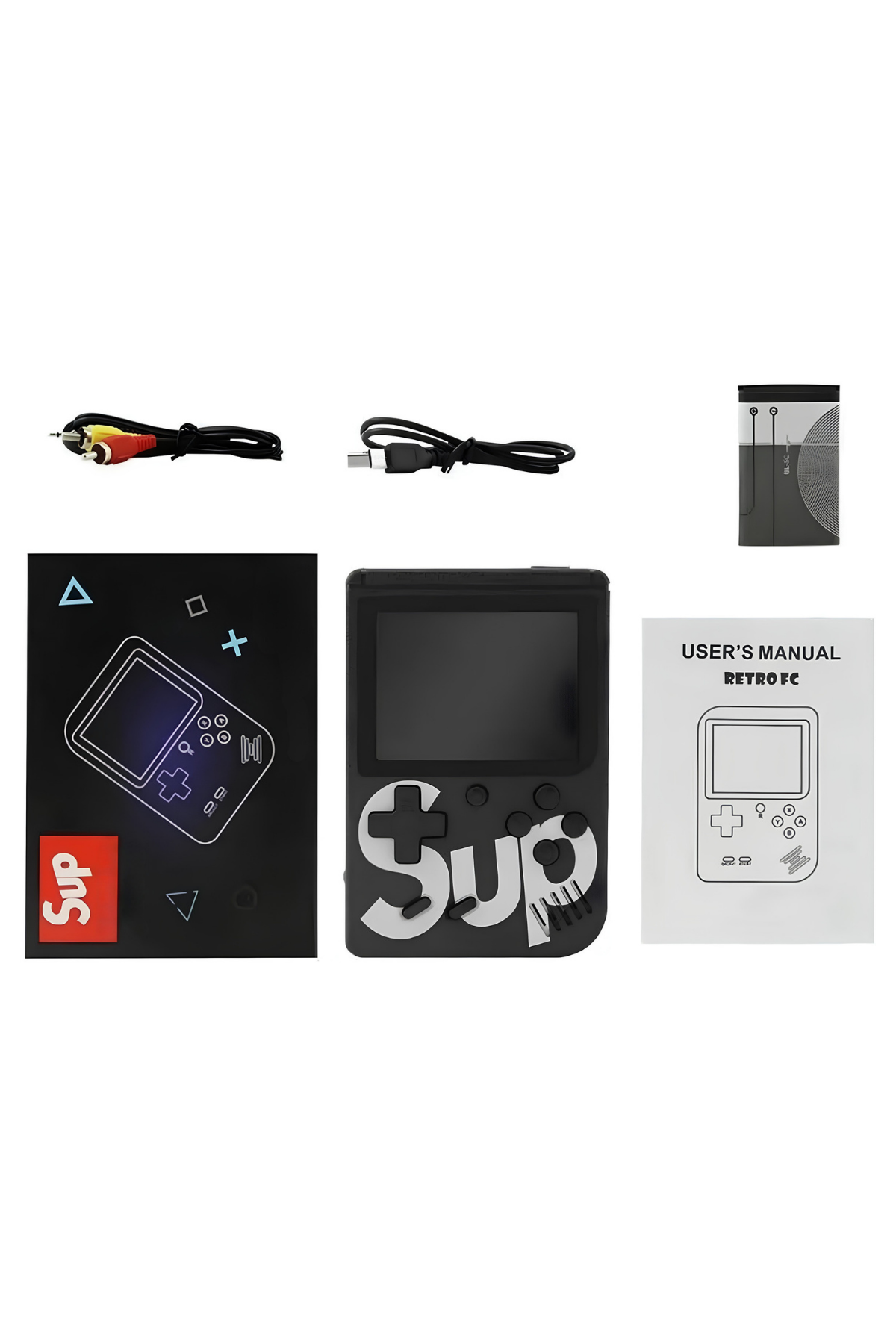 Sup 400 Oyunlu Mini Atari Game Box- Taşınabilir Gameboy Siyah