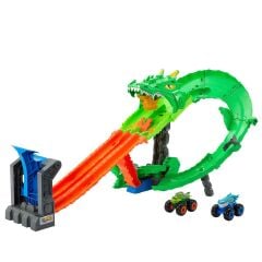 Hot Wheels Monster Trucks Köpek Balığı ve Dinozor Korkunç Ejderhaya Karşı Oyun Seti-  JFR06