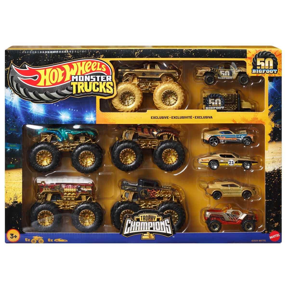 1:64 Hot Wheels Monster Trucks Bigfoot Trophy Şampiyonları Araba ve Kamyon Çoklu Arabalar-  JDW07