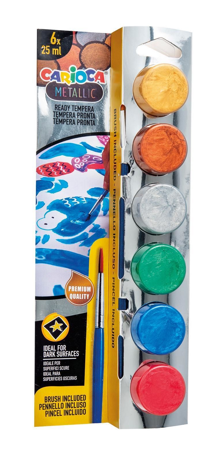 TEMPERA SULUBOYA SÜPER YIKANABİLİR FIRÇALI METALİK RENKLER 6*25 ML