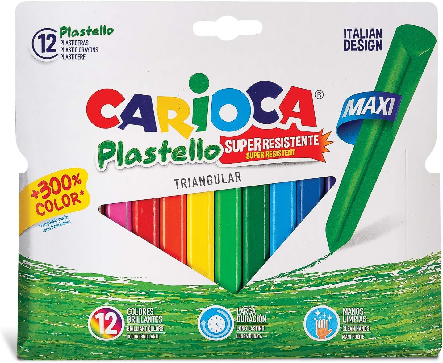 PLASTELLO JUMBO ÜÇGEN ELLERİ KİRLETMEYEN YIKANABİLİR PASTEL BOYA KALEMİ 12'Lİ
