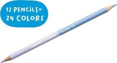 PASTEL RENK KURU BOYA KALEM ÇİFT TARAFLI 12'Lİ (24 RENK)