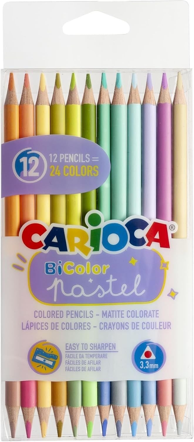 PASTEL RENK KURU BOYA KALEM ÇİFT TARAFLI 12'Lİ (24 RENK)