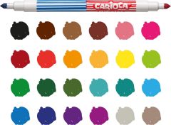 BİCOLOR SÜPER YIKANABİLİR ÇİFT UÇLU KEÇELİ BOYA KALEMİ 12'Lİ 24 RENK