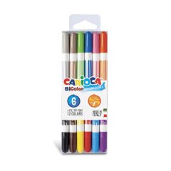 BİCOLOR SÜPER YIKANABİLİR ÇİFT UÇLU KEÇELİ BOYA KALEMİ 6'LI 12 RENK