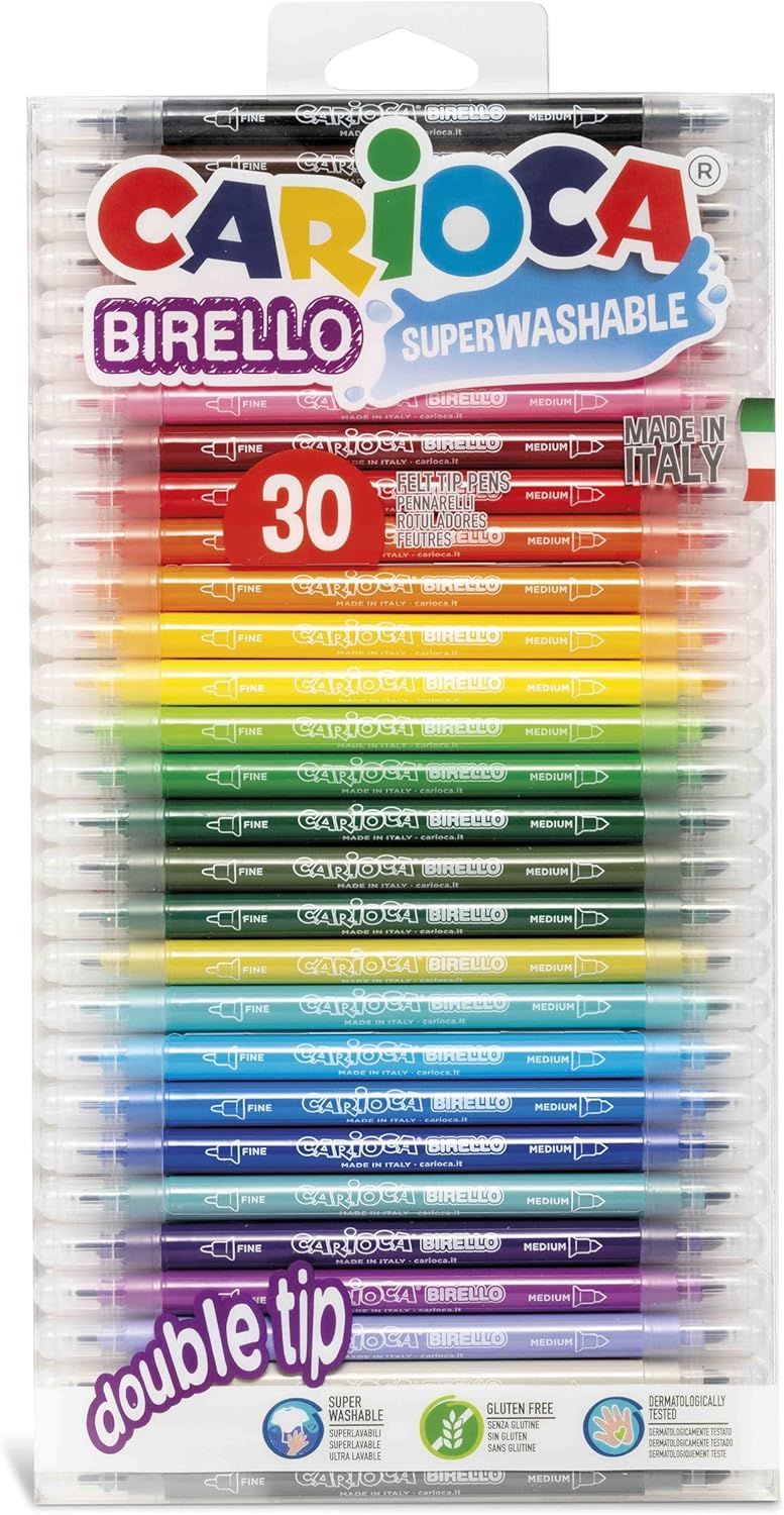 BIRELLO SÜPER YIKANABİLİR ÇİFT TARAFLI KEÇELİ BOYA KALEMİ 30'LU