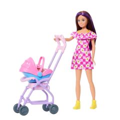 Barbie Skipper Bebek Bakıcılığı Seti - Bebek Arabası- JJB42